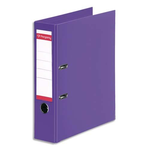 [900887] PERGAMY Classeur à levier en polypropylène intérieur/extérieur. Dos 8cm. Format A4. Coloris pourpre