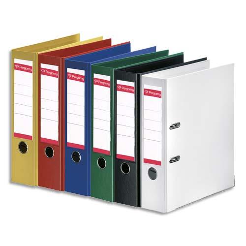 [900888] PERGAMY Classeur à levier en polypropylène intérieur/extérieur. Dos 8cm. Format A4. Coloris assortis std