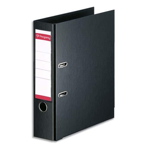 [900889] PERGAMY Classeur à levier en polypropylène intérieur/extérieur. Dos 8cm. Format A4. Coloris Noir