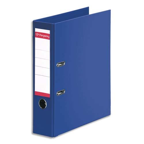 [900890] PERGAMY Classeur à levier en polypropylène intérieur/extérieur. Dos 8cm. Format A4. Coloris Bleu foncé