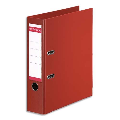 [900891] PERGAMY Classeur à levier en polypropylène intérieur/extérieur. Dos 8cm. Format A4. Coloris Rouge