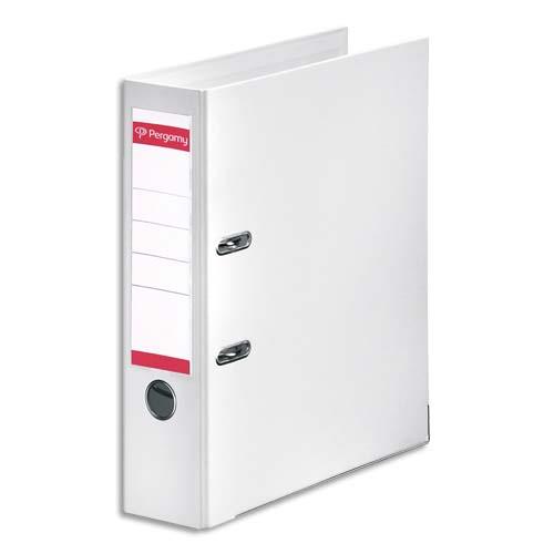 [900892] PERGAMY Classeur à levier en polypropylène intérieur/extérieur. Dos 8cm. Format A4. Coloris Blanc
