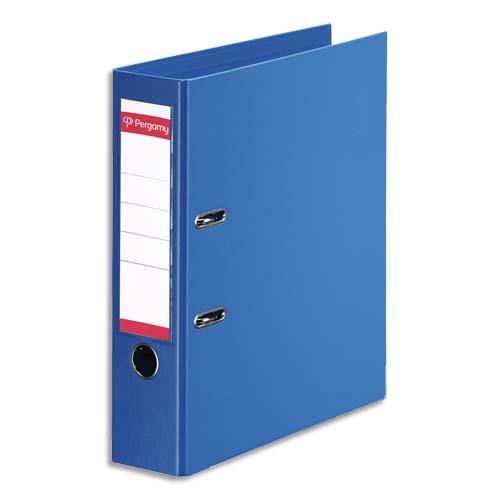 [900893] PERGAMY Classeur à levier en polypropylène intérieur/extérieur. Dos 8cm. Format A4. Coloris Bleu roi