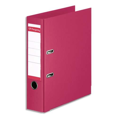 [900895] PERGAMY Classeur à levier en polypropylène intérieur/extérieur. Dos 8cm. Format A4. Coloris Rose