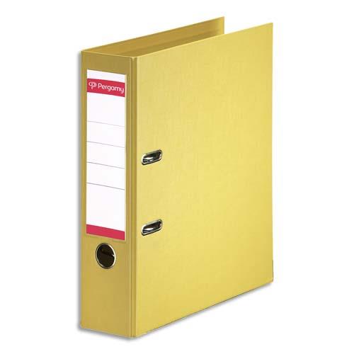[900897] PERGAMY Classeur à levier en polypropylène intérieur/extérieur. Dos 8cm. Format A4. Coloris Jaune