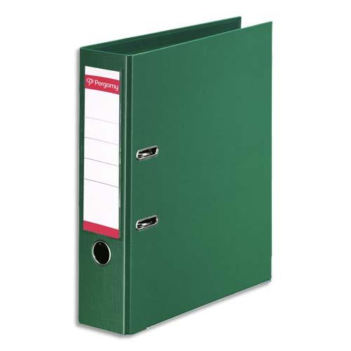 [900898] PERGAMY Classeur à levier en polypropylène intérieur/extérieur. Dos 8cm. Format A4. Coloris Vert foncé