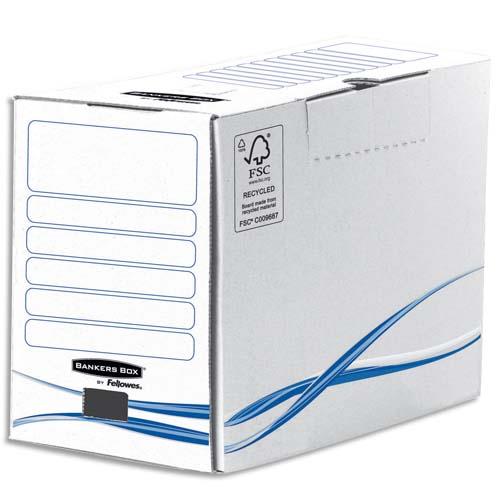 [144301] BANKERS BOX Boîte archives dos de 20cm BASIQUE, montage manuel, en carton Blanc/Bleu