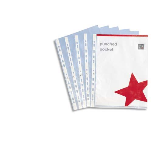 [900907] PERGAMY Boîte de 100 pochettes perforées en polypropylène 8/100e grainé, perforation 11 trous