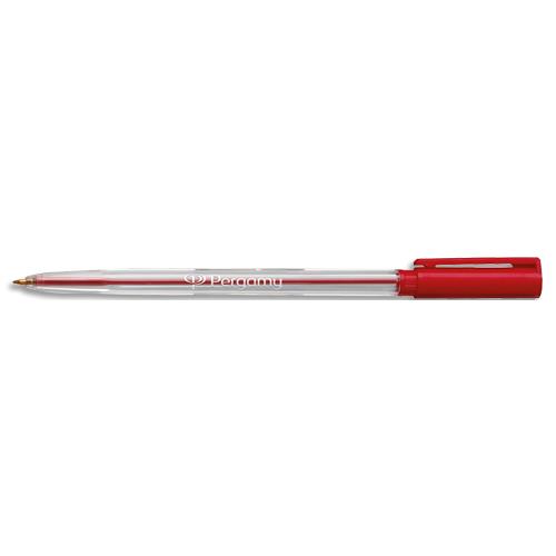 [901805] PERGAMY Stylo à bille pointe moyenne encre Rouge corps plastique cristal avec capuchon