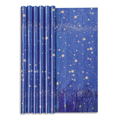 [144959] CLAIREFONTAINE Rouleau papier cadeau CIEL ETOILE 60g. Dimensions 1,5 x 0,70m. Coloris Bleu métal