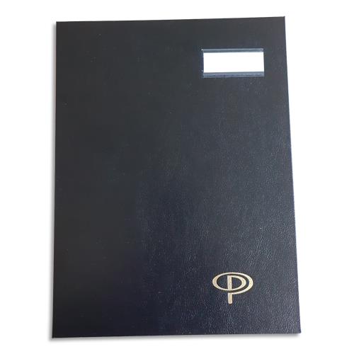[903725] PERGAMY Parapheur 16 compartiments, couverture plastifiée en PVC Noir. Dimensions : 24 x 32 cm.