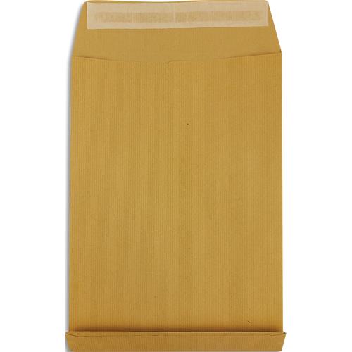 [903997] PERGAMY Boîte de 200 pochettes kraft Brun recyclé 120g, 3 soufflets de 3 cm, C4 : 229x324mm. Auto-adhésiv