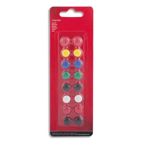 [910938] Boîte de 16 aimants 11 mm ronds assortis