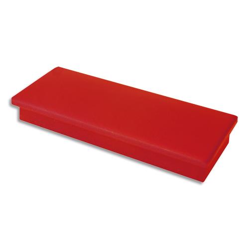 [911011] Plaquette de 2 aimants rectangulaires Rouge sans téton - Format : 2,3 x 5,5 cm