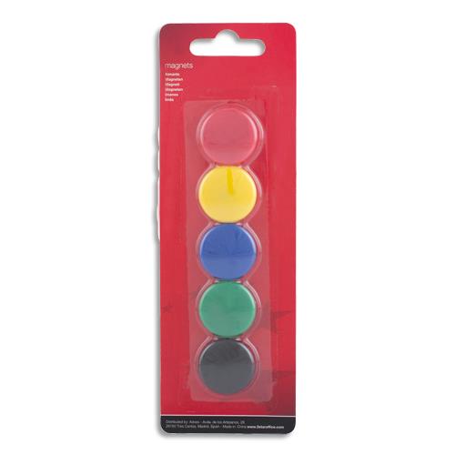 [911089] PERGAMY Boîte de 5 aimants 25 mm ronds assortis