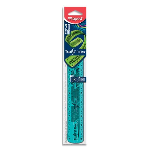 [145265] MAPED Twist'n Flex - Règle flexible 20 cm - Coloris assortis : Bleu, Vert, Rose