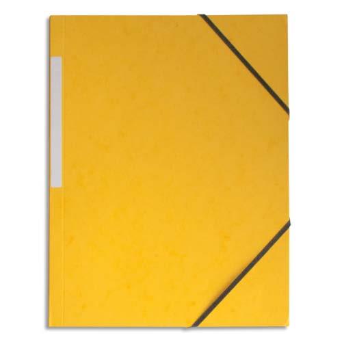 [922986] PERGAMY Chemise simple à élastique en carte lustrée 5/10eme 390g. Coloris Jaune. Dimensions 24x32cm