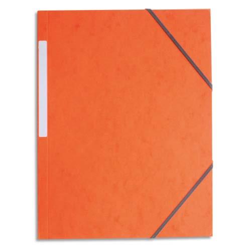 [923183] PERGAMY Chemise simple à élastique en carte lustrée 5/10eme 390g. Coloris Orange. Dimensions 24x32cm