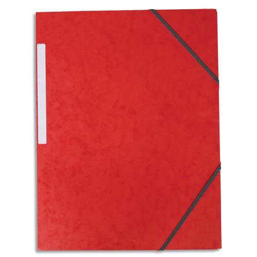 [923191] PERGAMY Chemise simple à élastique en carte lustrée 5/10eme 390g. Coloris Rouge. Dimensions 24x32cm