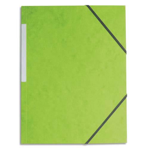 [923205] PERGAMY Chemise simple à élastique en carte lustrée 5/10eme 390g.Coloris Vert clair. Dimensions 24x32cm