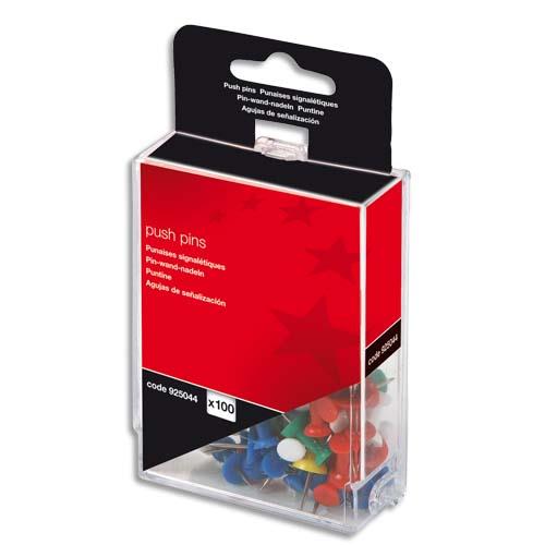 [925044] Boîte de 100 push pins Coloris opaque assortis.