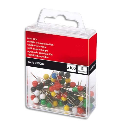 [925087] PERGAMY Boîte de 100 épingles de signalisation tete boule dia Coloris assortis.