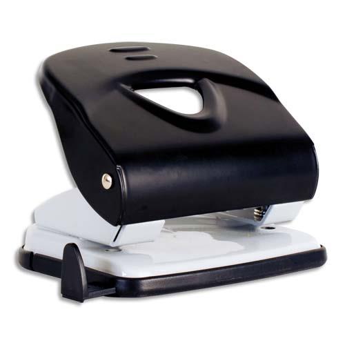 [960528] Perforateur 2 trous. Capacité 40 feuilles. Ecart 8 cm. ø6mm. Réglette. Coloris Noir et Gris.