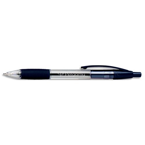 [960984] PERGAMY Stylo à bille rétractable avec grip confort pointe moyenne encre Noire corps plastique