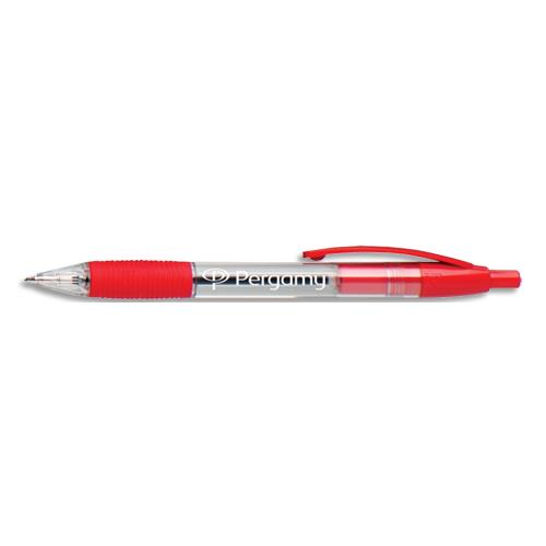 [960999] PERGAMY Stylo à bille rétractable avec grip confort pointe moyenne encre Rouge corps plastique