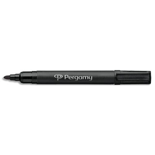 [961145] PERGAMY Marqueur permanent pointe ogive corps plastique encre Noire à base d'alcool