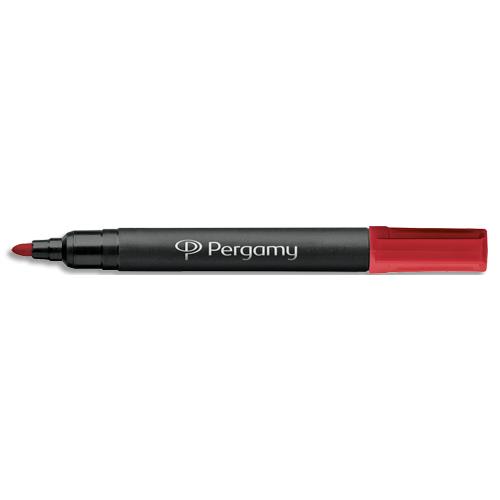 [961159] PERGAMY Marqueur permanent pointe ogive corps plastique encre Rouge à base d'alcool