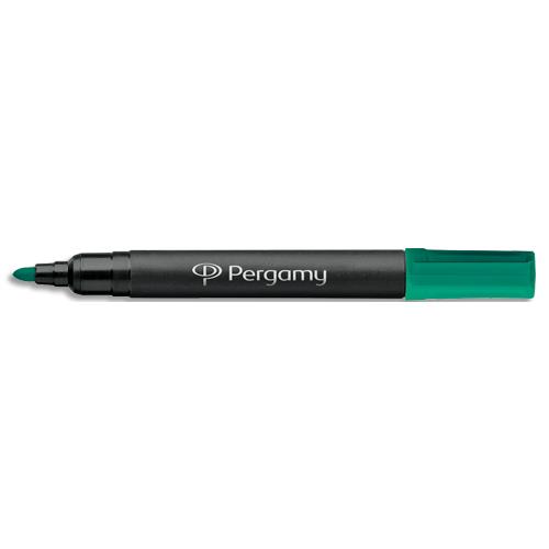 [961161] PERGAMY Marqueur permanent pointe ogive corps plastique encre Verte à base d'alcool