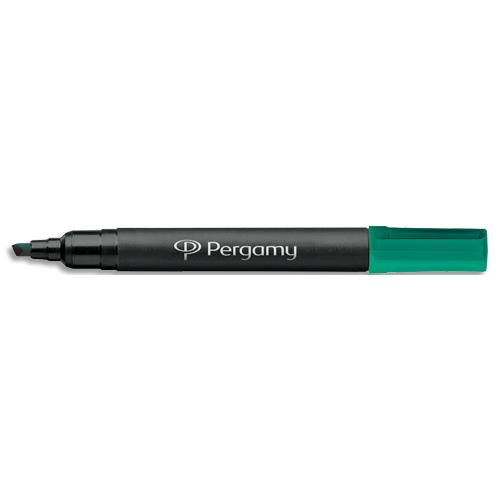 [961196] PERGAMY Marqueur permanent pointe biseautée corps plastique encre Vert à base d'alcool