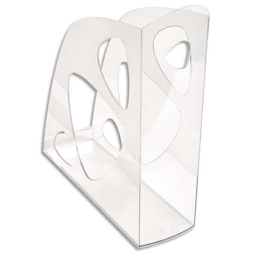 [962332] Porte-revues ECO en polystyrène, Cristal - Dos 7,7 cm, H25,7 x P24,8 cm