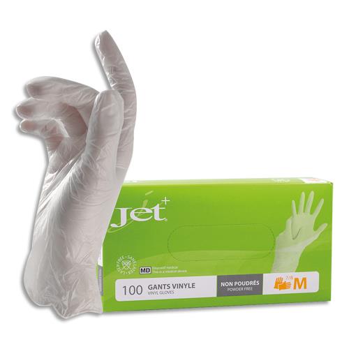 [446670] Boîte de 100 Gants en vinyle non poudré dispositif médical longueur 24 cm Taille 8