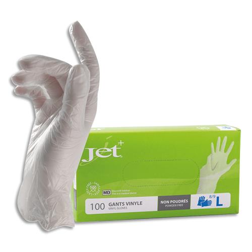 [446671] Boîte de 100 Gants en vinyle non poudré dispositif médical longueur 24 cm Taille 9