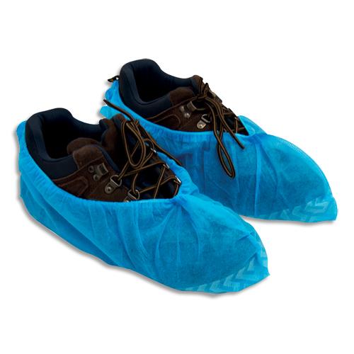 [446674] Boîte de 300 couvre-chaussures en polypropylène non-tissé Bleues antidérapant (3 sachets de 100)