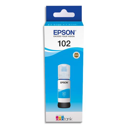 [415695] EPSON Bouteille Jet d'Encre 102 EcoTank Cyan (T03R2) - C13T03R240 (dont eco-taxe de 0,02 €)
