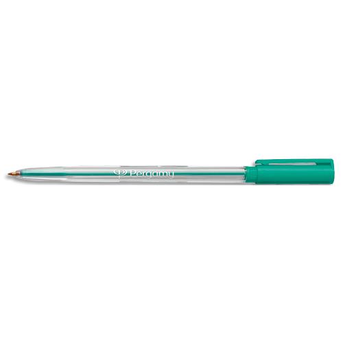 [147965] PERGAMY Stylo à bille pointe moyenne encre Verte corps plastique cristal avec capuchon
