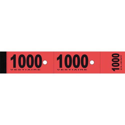 [148962] ELVE Bloc de 50 tickets vestiaire 3x20 cm Rouge