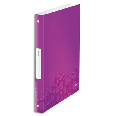 [318857] LEITZ Classeur 4 anneaux Ø25 WOW en polypropylène. Dos 3 cm. Coloris Violet