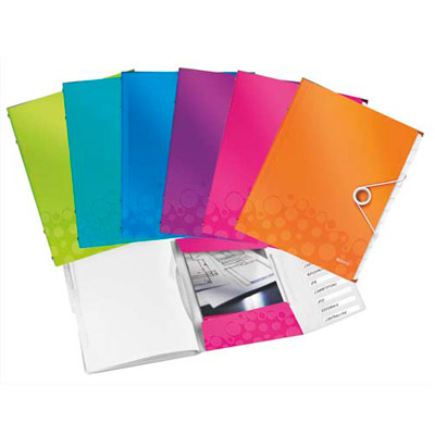 [403165] LEITZ Trieur WOW 6 positions en polypropylène. Fermeture par élastique. Coloris Assortis
