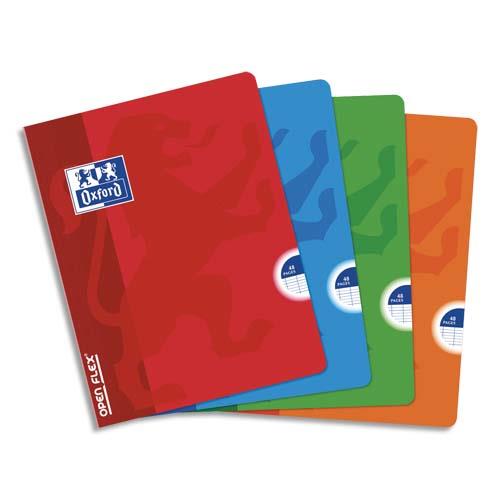 [150124] OXFORD Cahier piqûre OpenFlex 48 pages petit format 17 x 22 cm grands carreaux Seyès. Couverture polypro