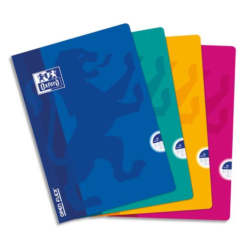 [150127] OXFORD Cahier OpenFlex piqûre 48 pages grand format 21x29,7cm grands carreaux Seyès. Couverture polypro
