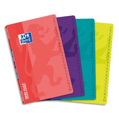 [150150] OXFORD Répertoire OpenFlex piqûre 96 pages 9x14cm petits carreaux. Couverture polypro