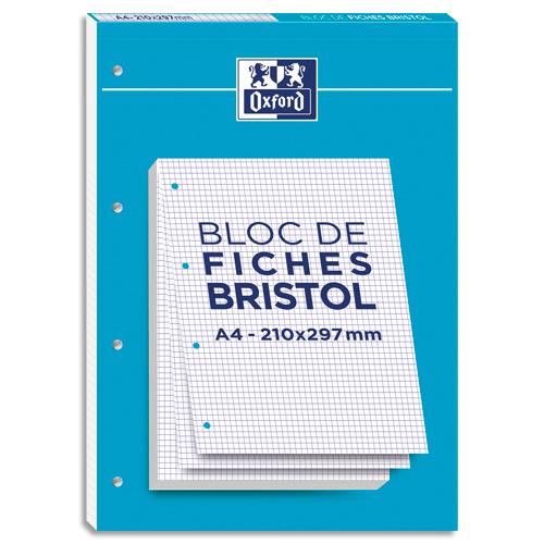 [437212] OXFORD Bloc de 30 feuilles BRISTOL perforées A4 210g 5x5 Blanc