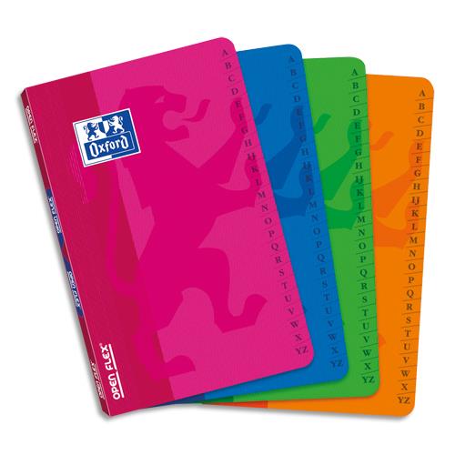 [150153] OXFORD Répertoire OpenFlex piqûre 96 pages 11x17cm petits carreaux. Couverture polypro