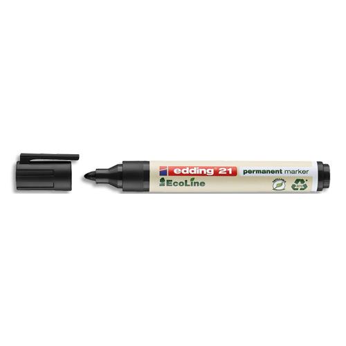 [443109] EDDING Marqueur permanent. Pointe 1,5 à 3mm. Coloris Noir. Fabriqué à partir de matériaux recyclés