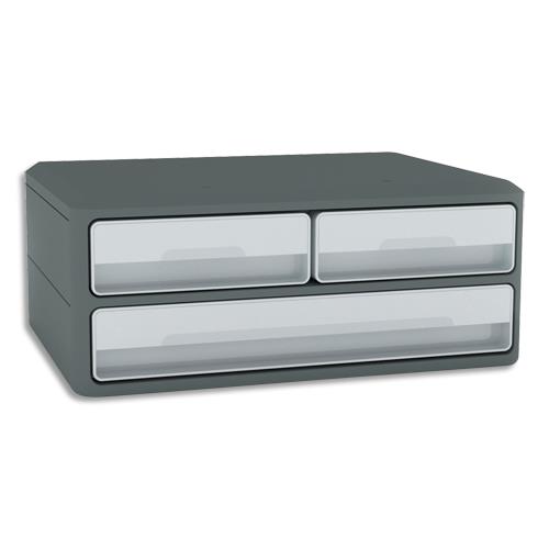 [446440] CEP Module MoovUp 2 petits tiroirs + 1 grand. Caisson Gris Foncé et tiroir Gris Clair