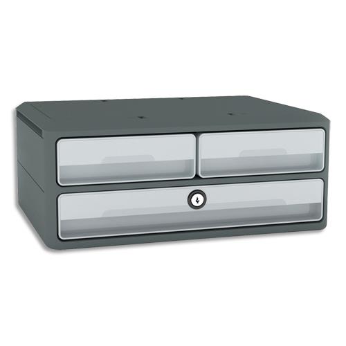[446444] CEP Module MoovUp Secure 2 petits tiroirs + 1 grand tiroir. Caisson Gris Foncé et tiroirs gris clair